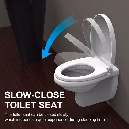 Coperchio per WC con chiusura rapida per una facile pulizia, coperchio per WC in resina termoplastica