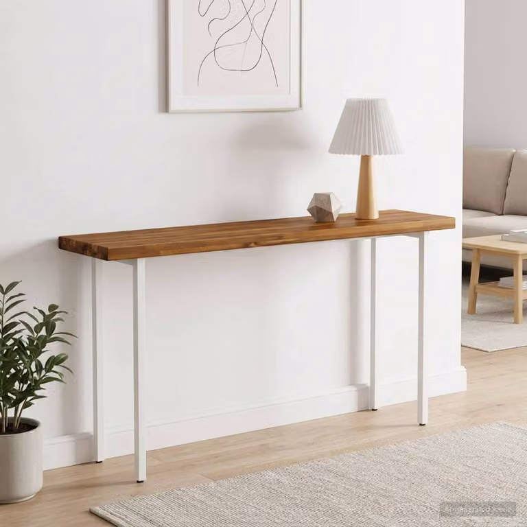 Piano del tavolo rettangolare in legno di acacia vidaXL, marrone, L 110 cm x P 20 cm x H 3,2 cm