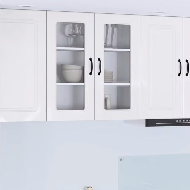 Armadio da cucina a parete vidaXL Bianco Lucido con ante in vetro e ripiani interni L/P/H: 80 x 31 x 80 cm