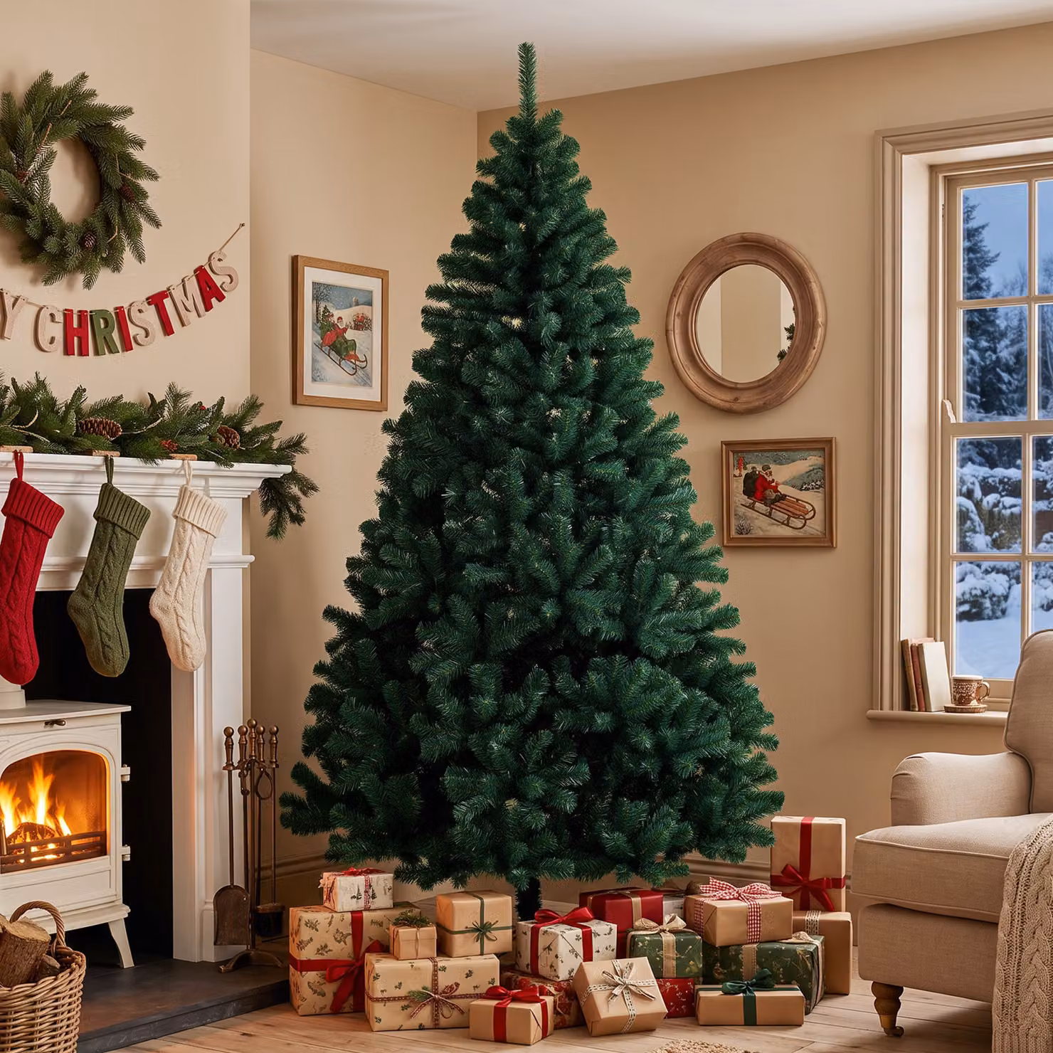 Albero di Natale HOMCOM Verde con 1300 punte e rami articolati, Altezza: 230 cm – 2