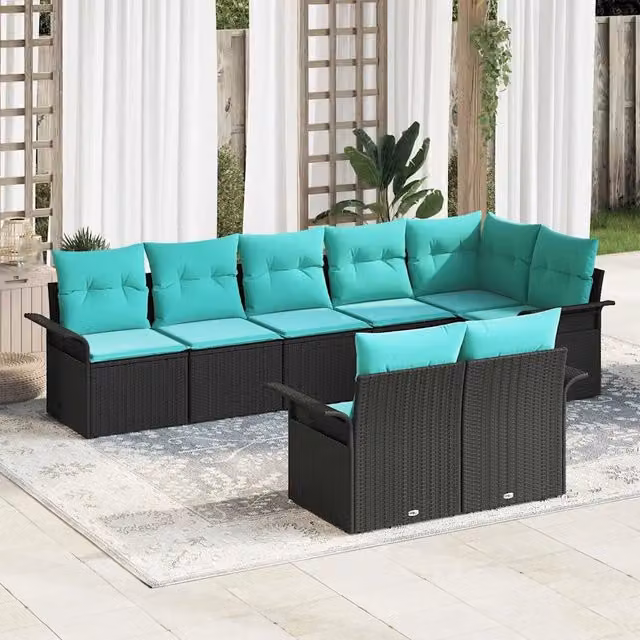 Set Divano da Giardino 8 pz Nero polyrattan 3354085
