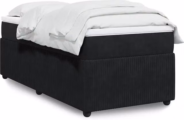 Giroletto a Molle con Materasso-Struttura Letto Nero 90x190 cm in Velluto 196353
