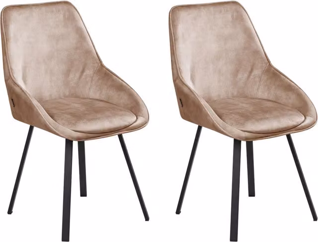 Set di 2 sedie da pranzo in velluto beige con gambe in ferro nero girevoli a 180° moderne sedie imbottite