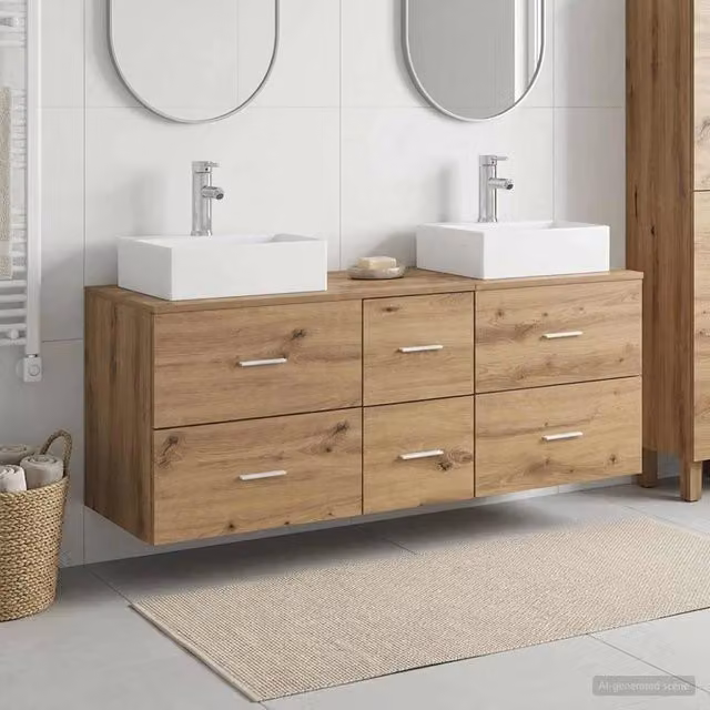 Set di Armadi da Bagno 3 pz Rovere Artigianale 3405850