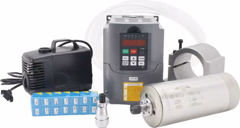 mandrino da 1,5 kW raffreddato ad acqua, alta velocità fino a 24000 giri/min, lubrificazione a grasso, set completo 220V