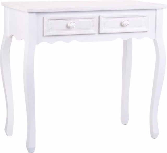 Mobile da ingresso in legno con 2 cassetti bianchi 80x40x75