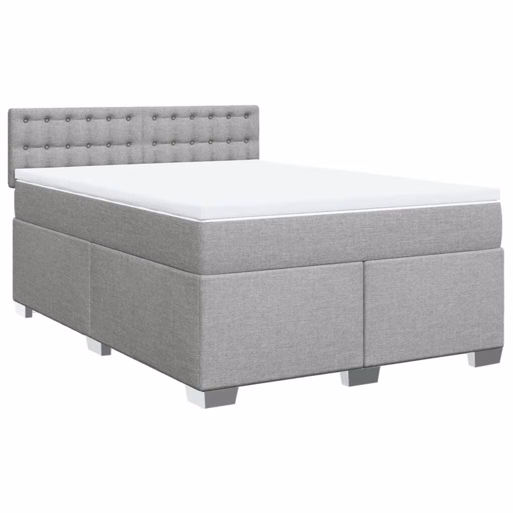 Giroletto a Molle con Materasso Grigio Chiaro 140x190cm Tessuto