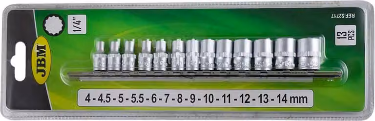 Jbm 1/4'' Set di 12 chiavi a bussola argento Argento Taglia unica