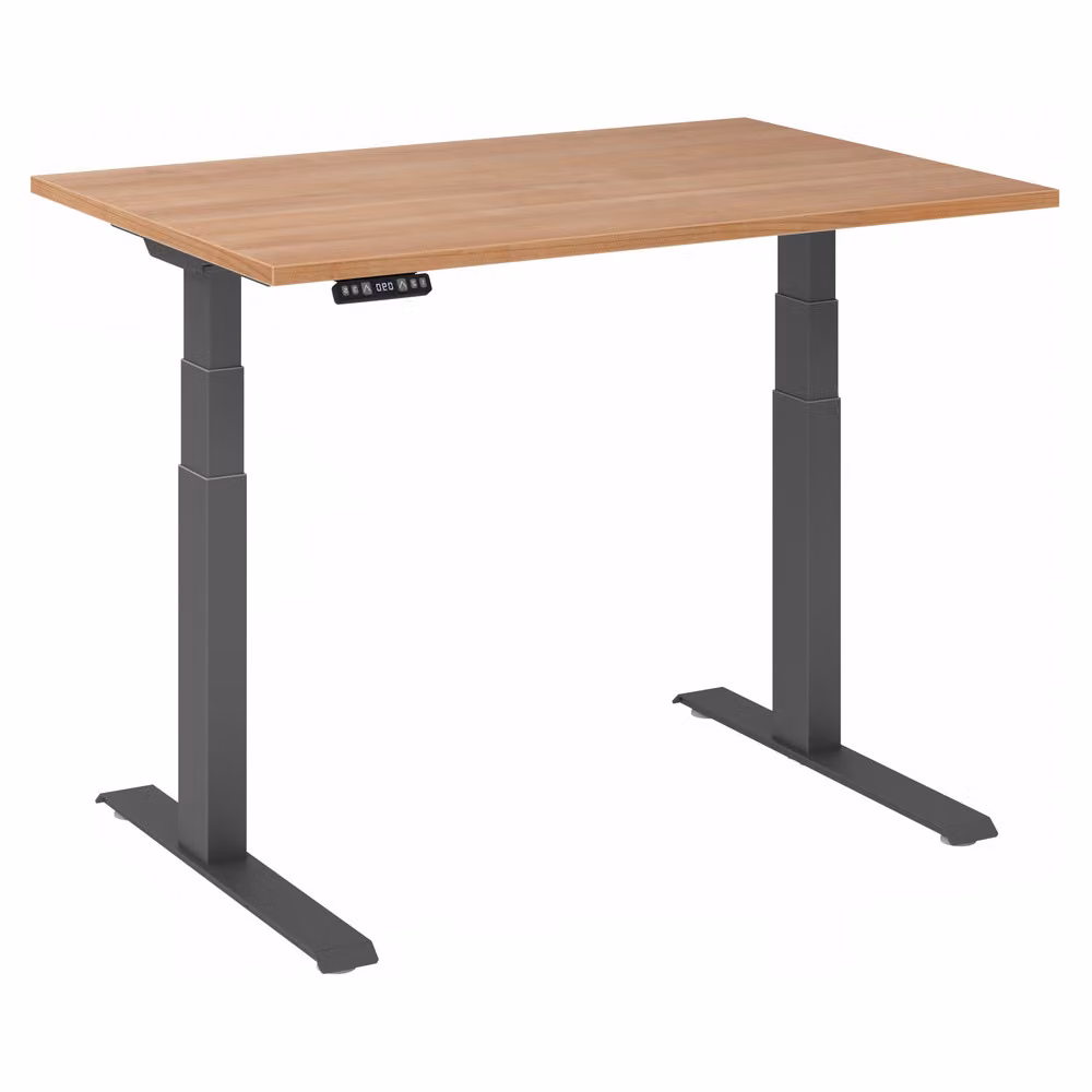 Scrivania regolabile in altezza XDKB | 2 motori | 120 - 180 cm | elettrica, dimensioni piano:120 x 80 cm, colore piano:noce, colore struttura:grafite