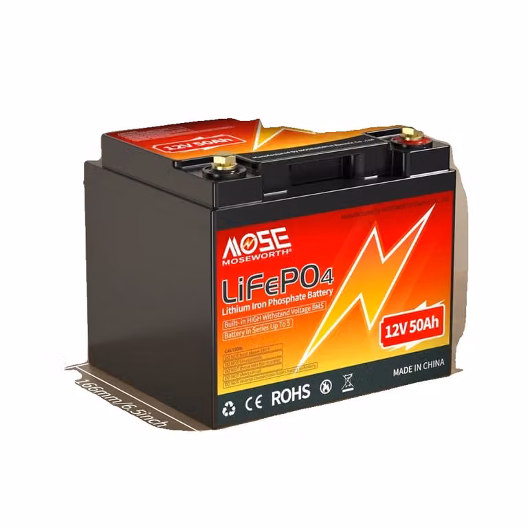 Batterie al litio LiFePO4, con protezione BMS, durata di 5000 cicli, 12V 50Ah