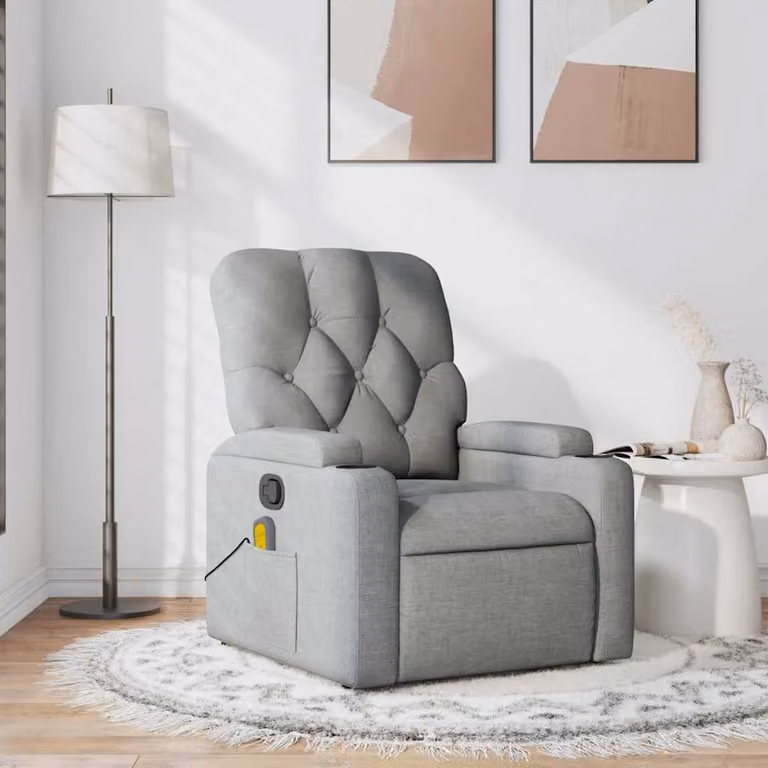 vidaXL Poltrona Reclinabile Relax Grigio Chiaro in Tessuto con Braccioli