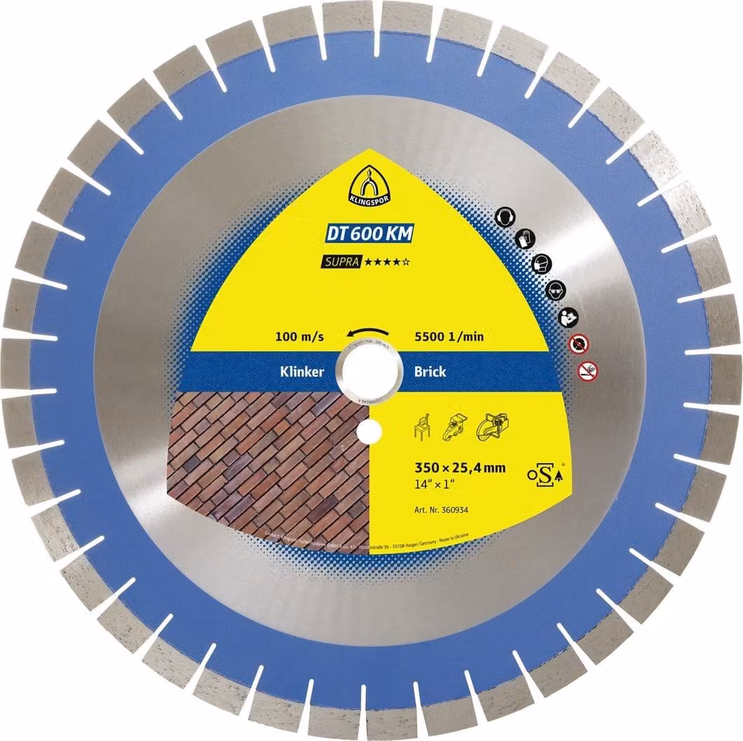 Dischi diamantati Klingspor DT 600 KM, 350 x 3 x 25,4 mm 38 segmenti 24 x 3 x 15 mm, dentatura corta