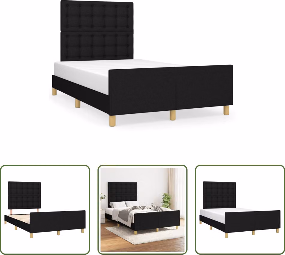 The Living Store Struttura letto con testiera nera 120x190 cm in tessuto
