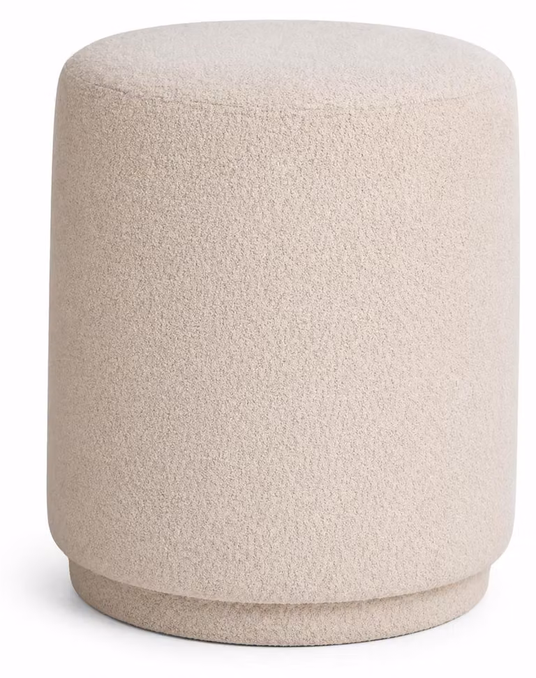 Pouf in legno, rivestito in tessuto, ideale per la camera da letto, cuscino imbottito, design moderno, rigidità media