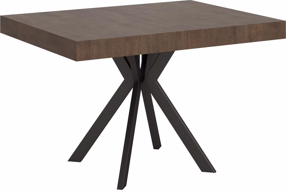 ITYHOME - Tavolo allungabile 120/204x80 cm Dolcezza noce gambe antracite