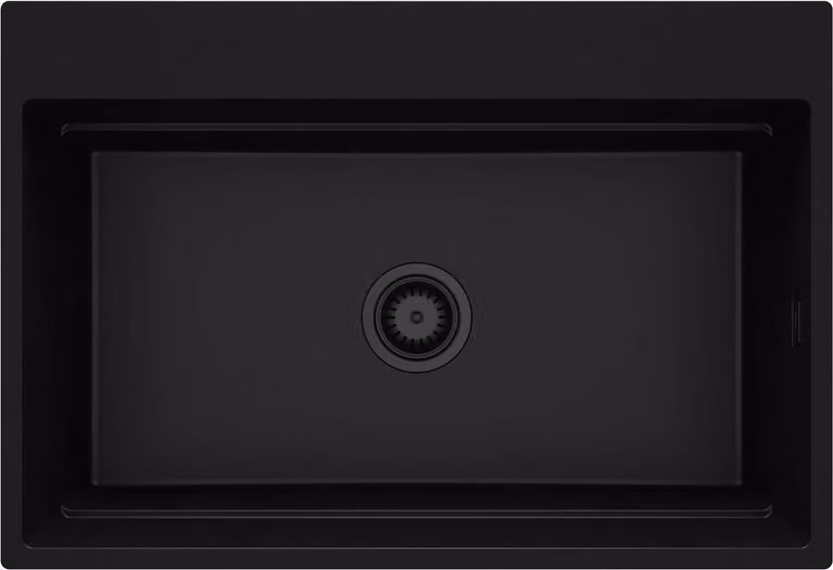 Lavello in granito opaco Magnetic Nero, a 1 vasca, resistente agli urti e al calore, ideale per cucine di piccole dimensioni