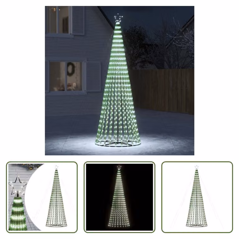 The Living Store Albero di Natale a forma di cono 688 LED bianco freddo 300 cm