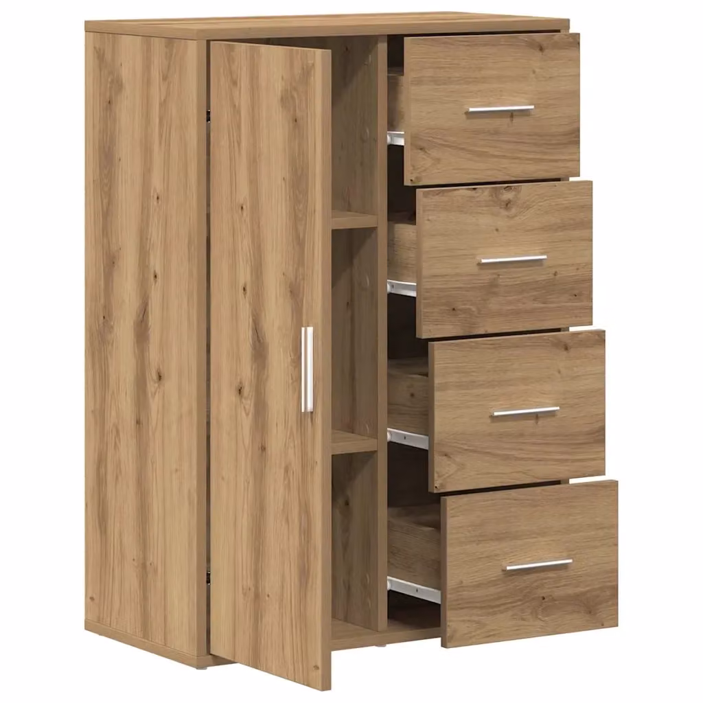 Credenza moderna vidaXL in legno marrone con dettagli argento L: 60 cm, P: 31 cm, H: 84 cm – 2