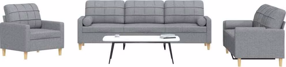 Maison Exclusive - Set divano a 3 pezzi con cuscini decorativi in tessuto grigio chiaro