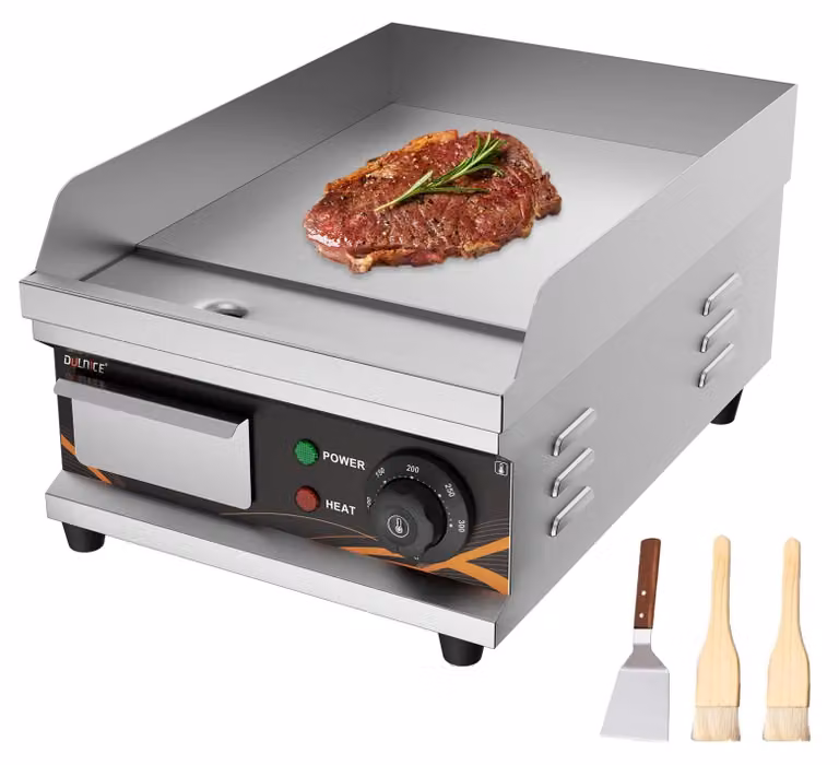 Piastra grill elettrica in acciaio inossidabile, 1700 W, con protezione antischizzi