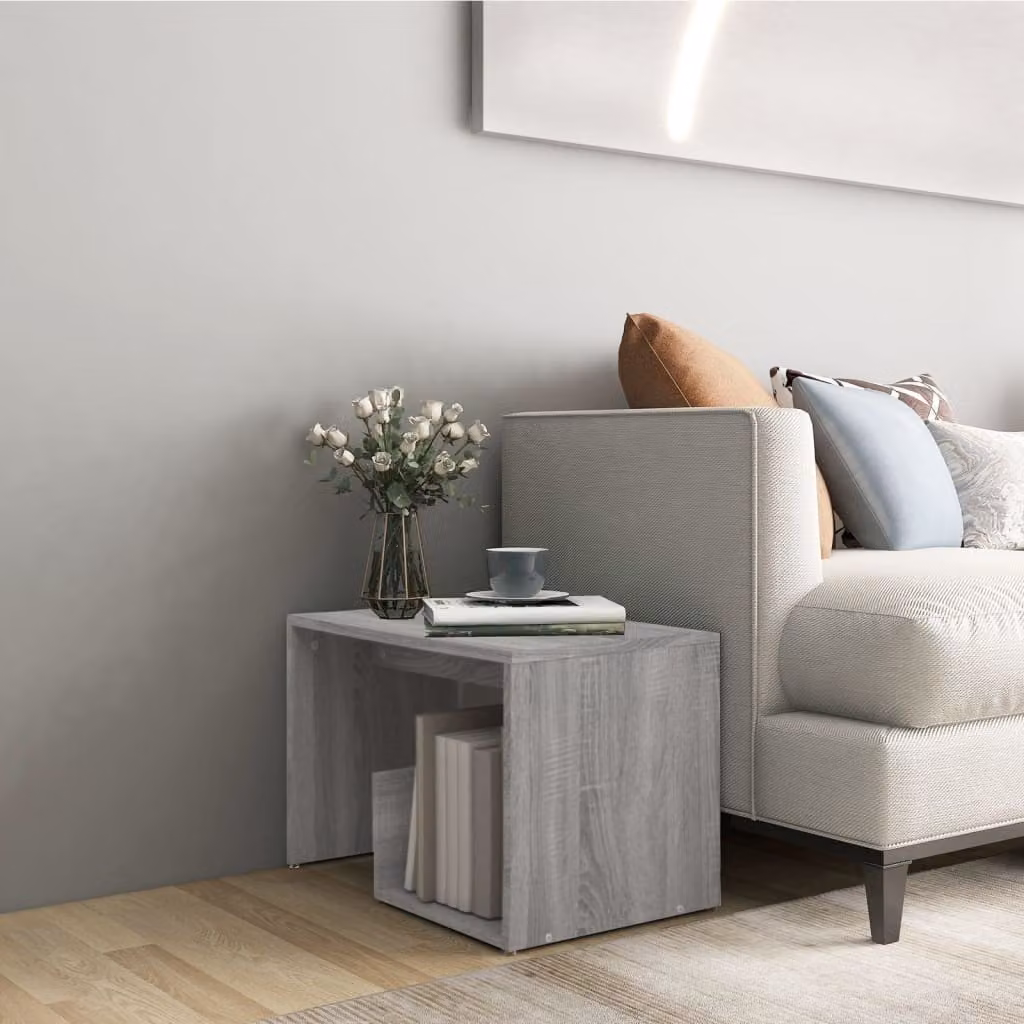 Tavolino moderno vidaXL in legno multistrato grigio, L/P/H: 59 x 36 x 38 cm