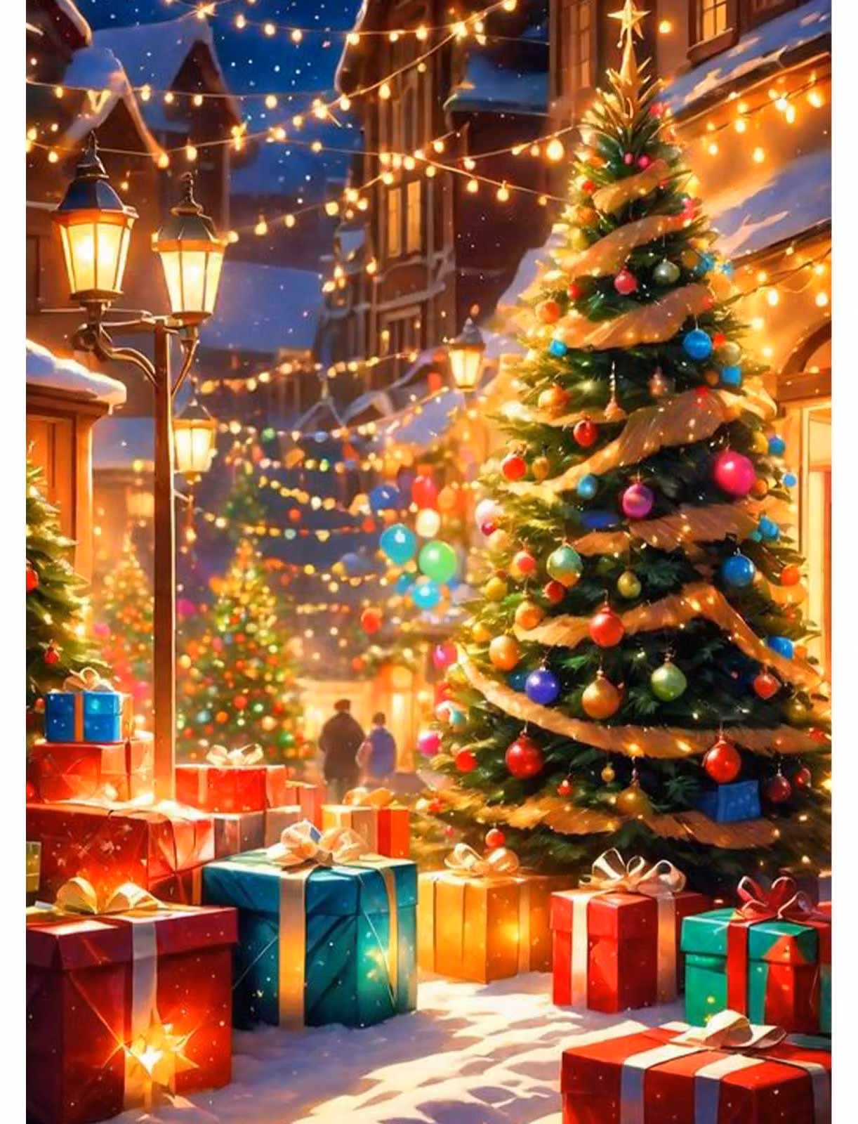 Dipinto a diamante 5D, tema albero di Natale, 30x40 cm, forma circolare, kit fai-da-te per adulti