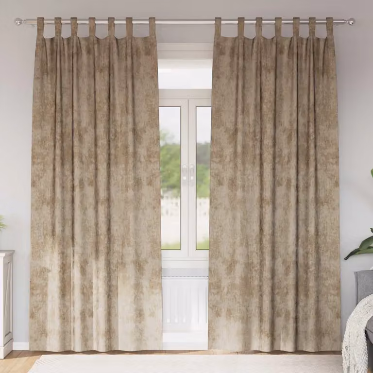 Set di 2 tende in velluto vidaXL beige, oscuranti e termoisolanti, H 245 x L 140 cm