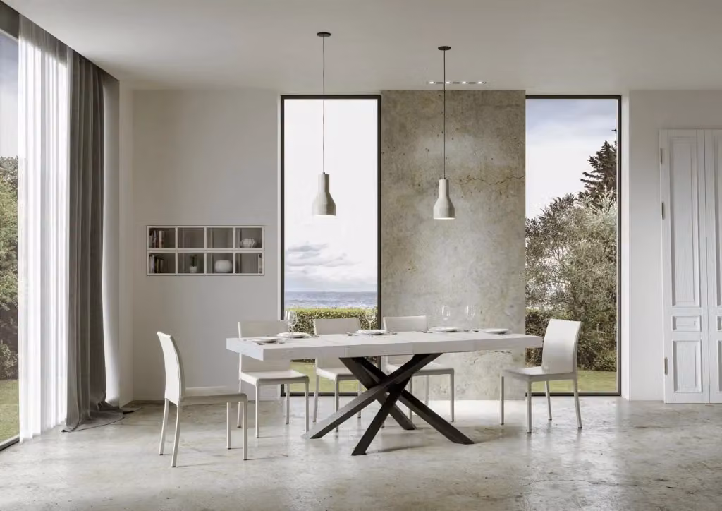 Tavolo allungabile Volta Premium Bianco Frassino con telaio Antracite L/P/H: 224 x 120 x 77 cm (90 x 120 cm) – 2