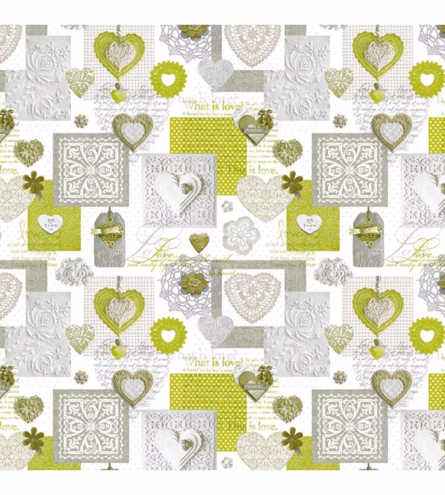 Tovagliato in Pvc impermeabile al metro love verde