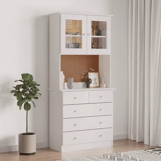 Credenza ALTA Bianca 77x35x165 cm in Legno Massello di Pino 3187780