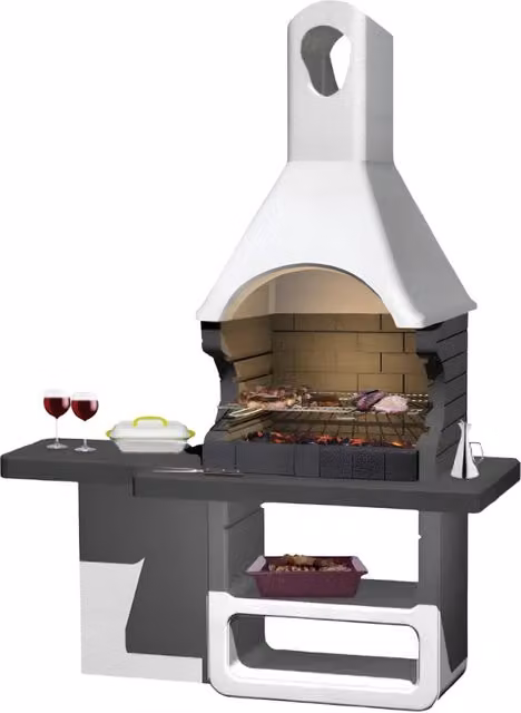 Sarom barbecue ulisse carbonella 170 x 64 x 232 cm griglia e ampio tavolo laterale