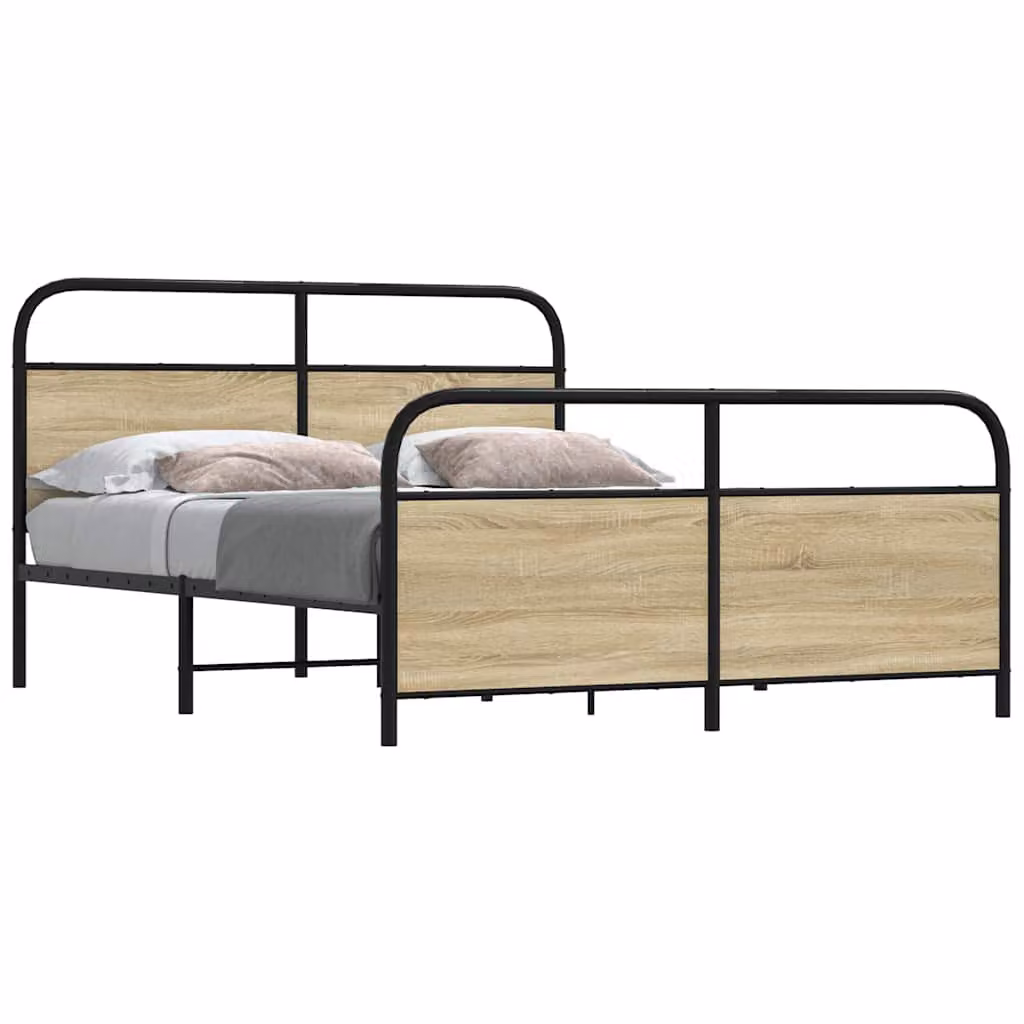 vidaXL Giroletto in Metallo e MDF Rovere Sonoma, L/P: 150 x 200 cm