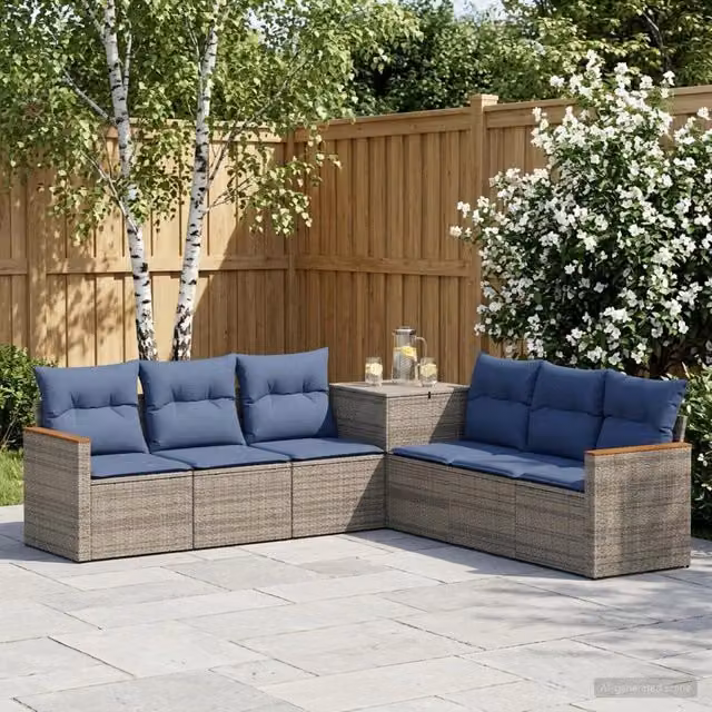 Set di divani 7 pz Grigio e Blu Navy 123 x 62 x 69 cm 3448861