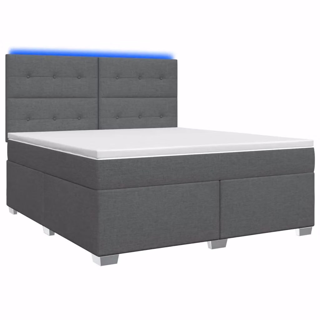 Letto box spring con materasso vidaXL in tessuto Grigio, con base a sollevamento, illuminazione sottostante e porta USB, L/P: 140 x 190 cm – 2