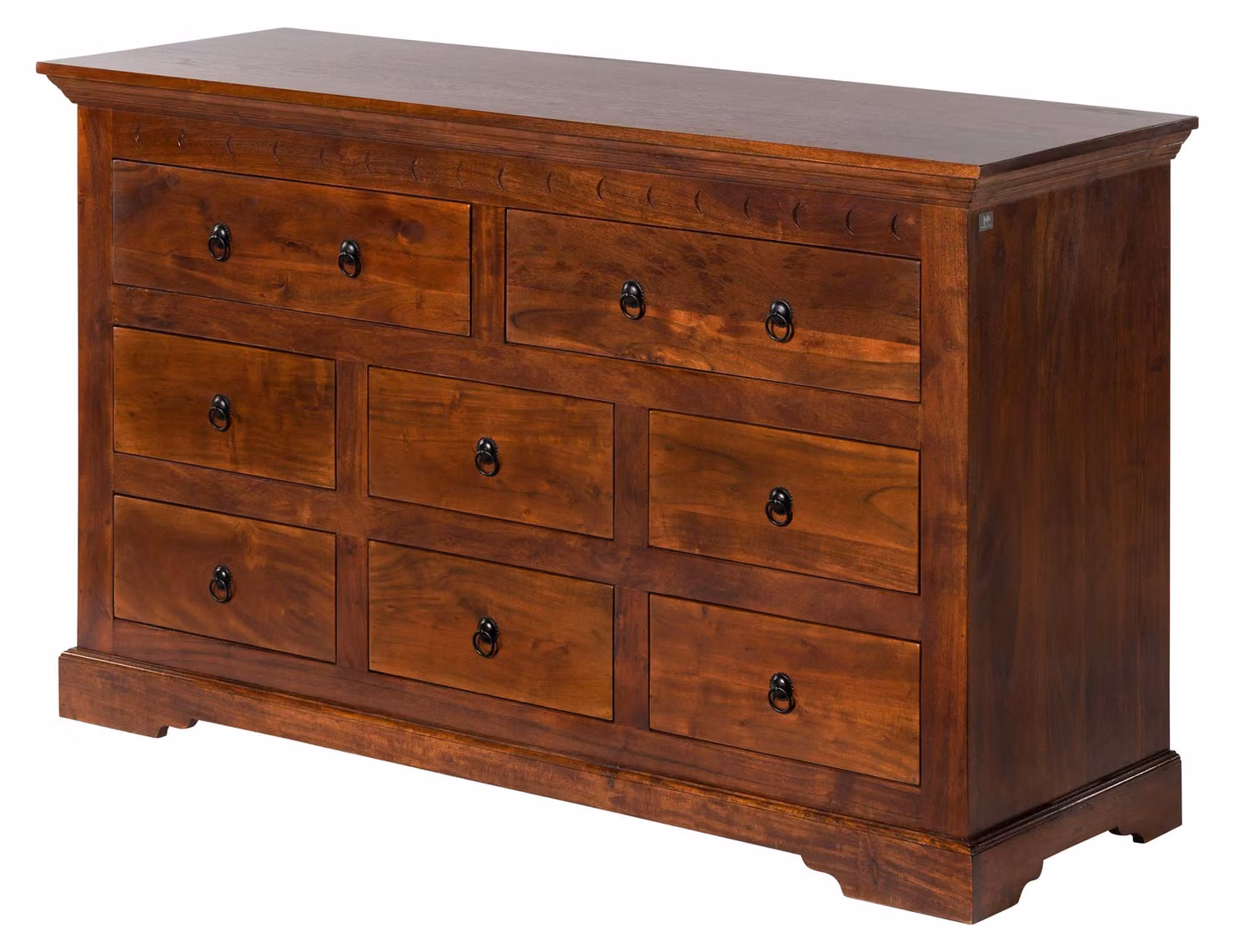 MASSIVMOEBEL24 | OXFORD #524 Cassettiera in legno di acacia - laccato / nougat 145x49x85