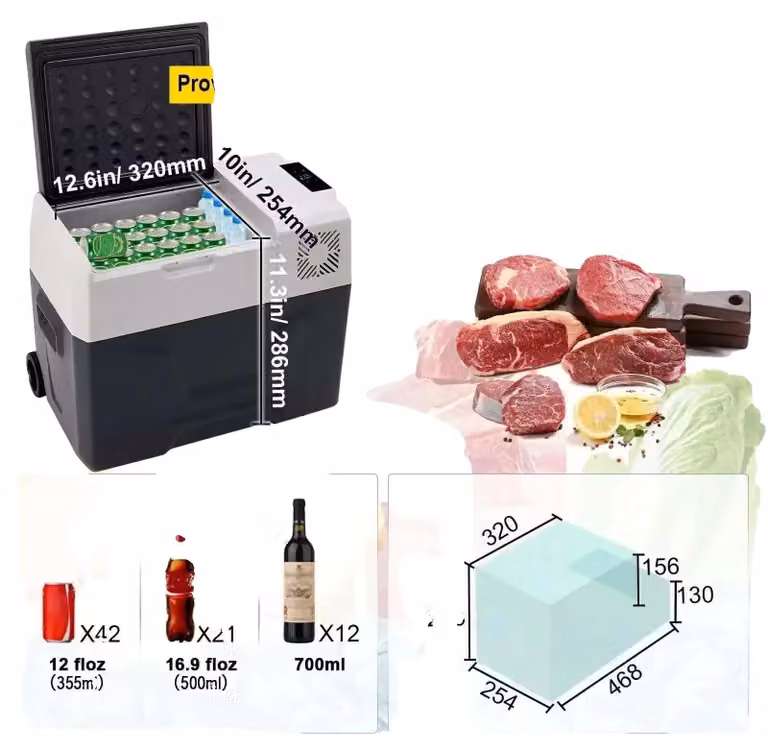 Compressore portatile per raffreddamento, capacità 40 litri, compatibile con 12/24V, modello da 30 litri