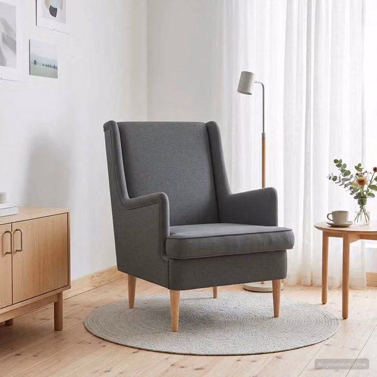 Poltrona Lounge Moderna vidaXL in Tessuto Grigio con Braccioli e Struttura in Legno e Metallo