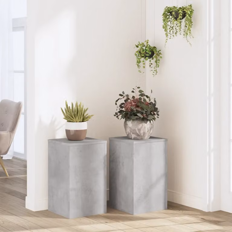 Set di 2 supporti per piante vidaXL in stile minimalista, colore grigio, L/P/H: 30 x 30 x 50 cm