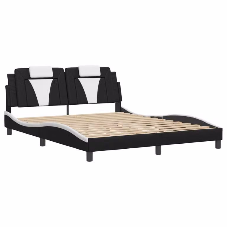 Giroletto Viana senza Materasso Nero e Bianco 160x200 cm in Pelle finta