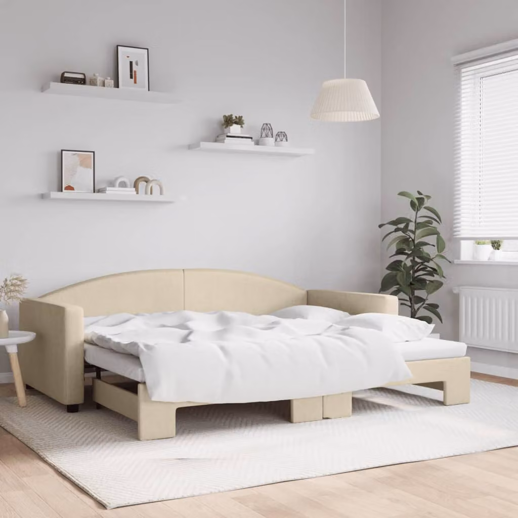 vidaXL Divano Letto con Letto Estraibile in Tessuto Beige L 223 x P 100 x H 75 cm