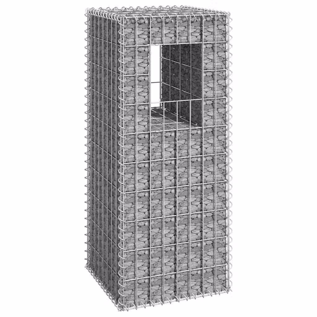 Cesto a gabbione a torre vidaXL in metallo grigio L/P/H: 40 x 40 x 100 cm
