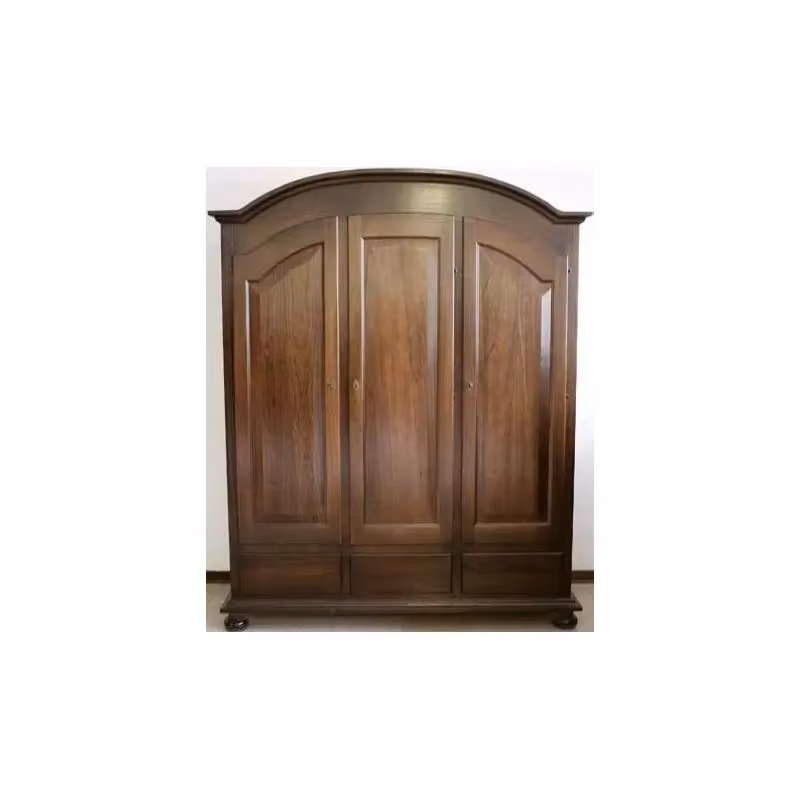 Armadio arte povera Mobili 2G con 3 porte e 3 cassetti in legno color noce L: 181 cm, P: 61 cm, H: 224 cm – 3