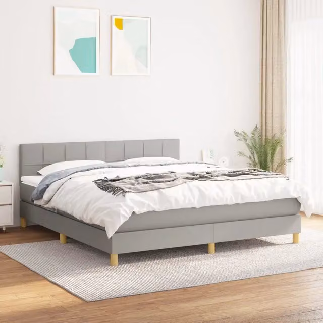 Letto Ibrido con Giroletto a Molle e Materasso vidaXL Grigio Chiaro e Bianco L/P/H: 160 x 200 x 203 cm – 1