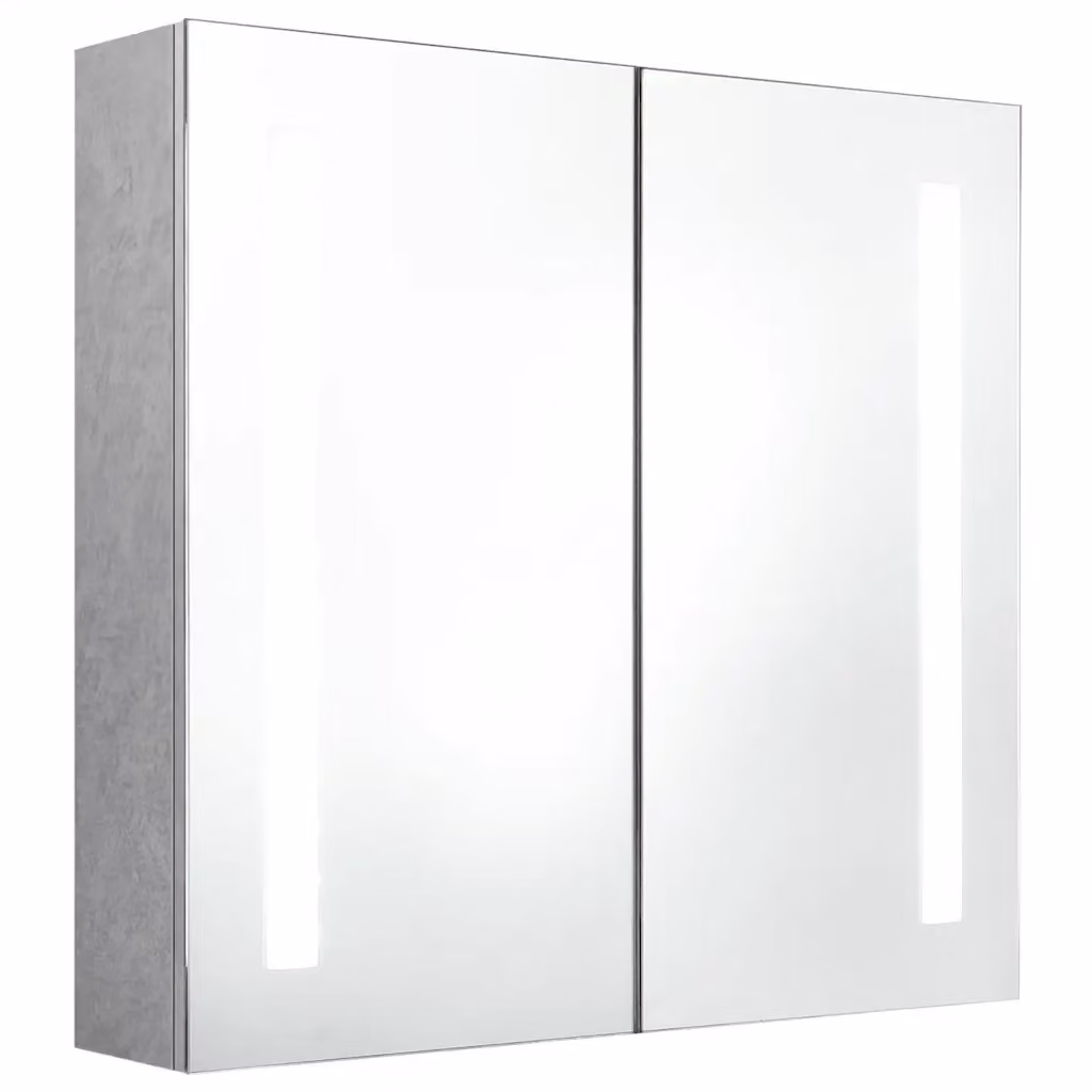 Armadietto da bagno Design Mania con specchio e illuminazione LED, Grigio Cemento, L: 62 cm, H: 60 cm, P: 14 cm – 2