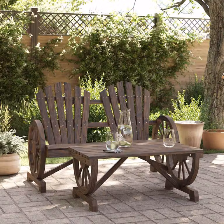 Set Salotto da Giardino vidaXL in 2 Pezzi in Legno Massello di Abete Marrone Rustico