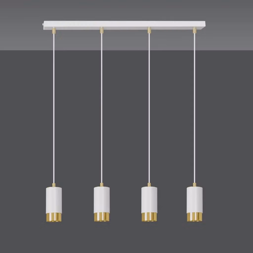 Lampadario Moderno Norreno Luceart-Classic con 4 Luci a Cilindro in Acciaio Bianco e Oro – 2