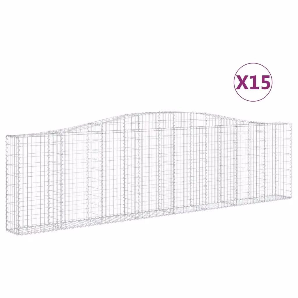 Set di 15 Cesti Gabbioni ad Arco Videx in Acciaio Zincato Argento L: 400 cm, P: 30 cm, H: 100/120 cm – 2