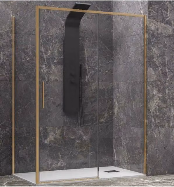 Box doccia rettangolare Karag LEA 400 con profilo oro e vetro trasparente L: 130 cm, P: 75 cm, H: 200 cm