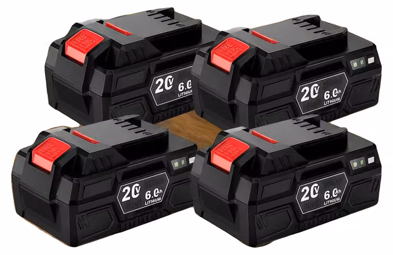 Batteria per utensili elettrici, capacità 6000mAh, dotata di caratteristiche di sicurezza, confezione da 4 pezzi