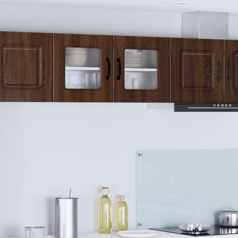 Pensile da cucina moderno vidaXL con ante in vetro, colore marrone rovere, L 80 x P 31 x H 40 cm